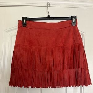Flying Tomato Suede Fringe Skirt